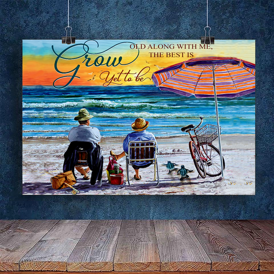 Canvas Wall Art Print Wall Decor - Beach- Turtle - Grow Along With Me The Best Is Yet To Be XT