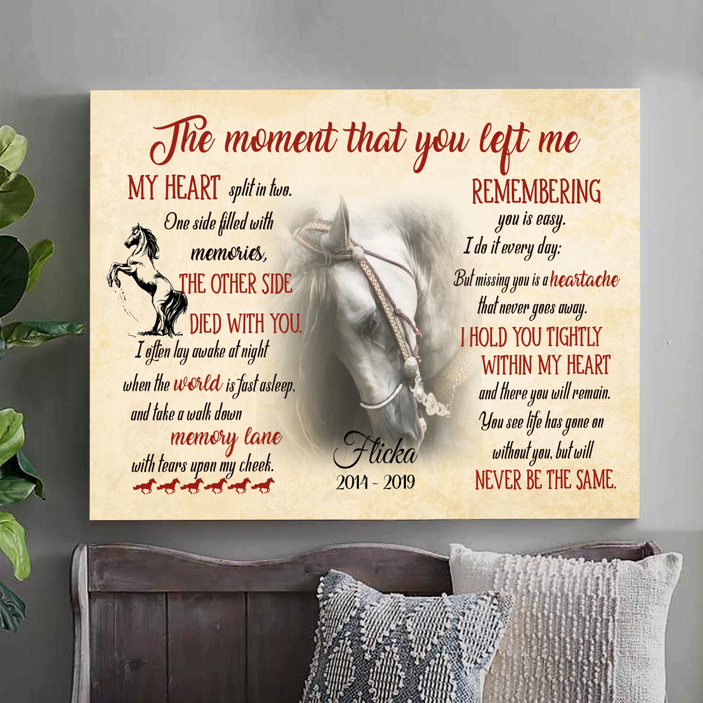 The Moment That You Left Me Horse Pet Picture Frame Canvas Memorial Gifts