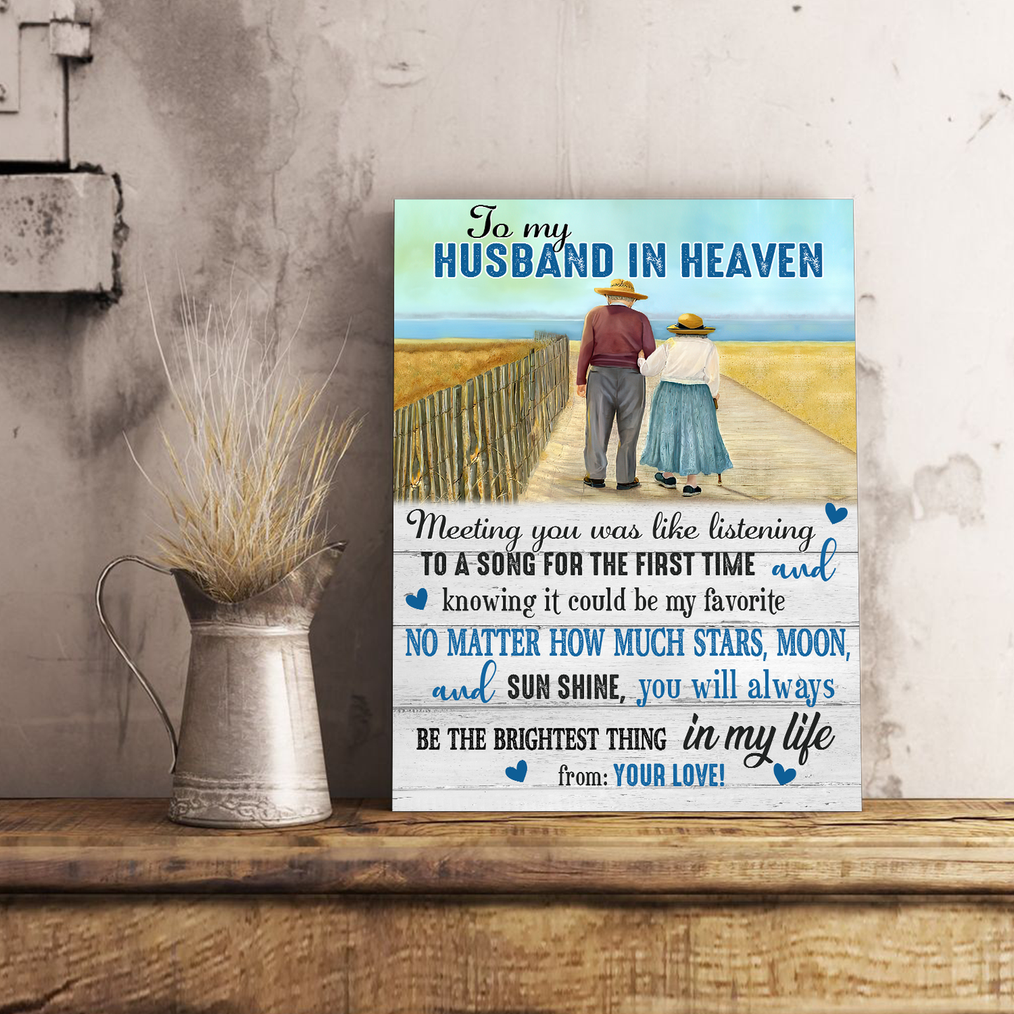 To My Husband In Heaven Vertical Canvas Poster Personalized Special Memorial Gift
