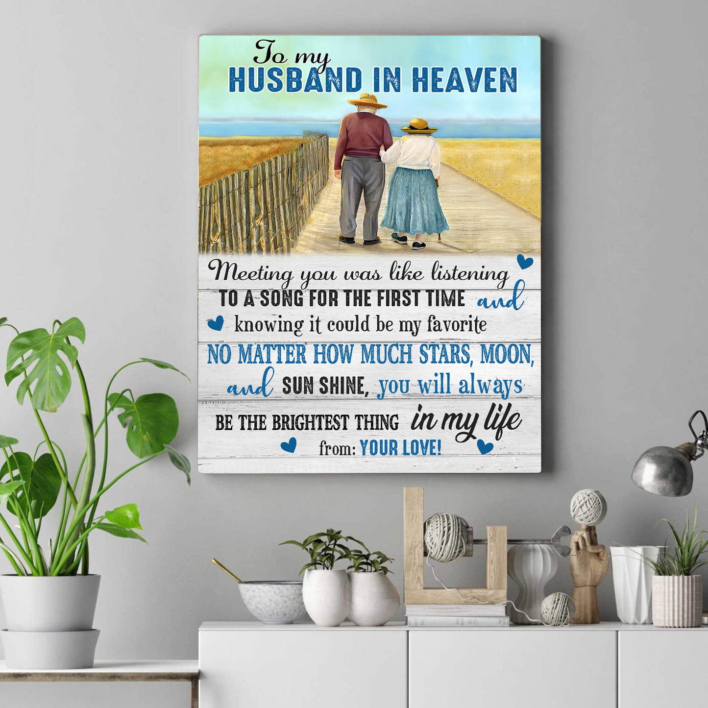 To My Husband In Heaven Vertical Canvas Poster Personalized Special Memorial Gift