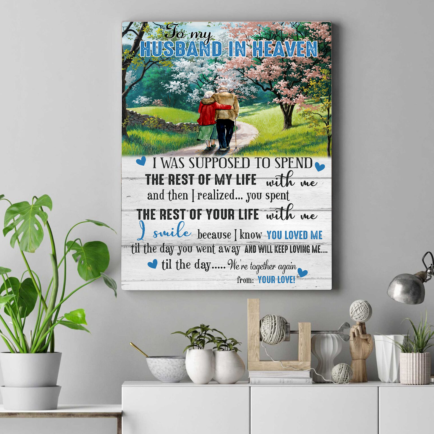 To My Husband In Heaven Vertical Canvas Poster Special Memorial Gift