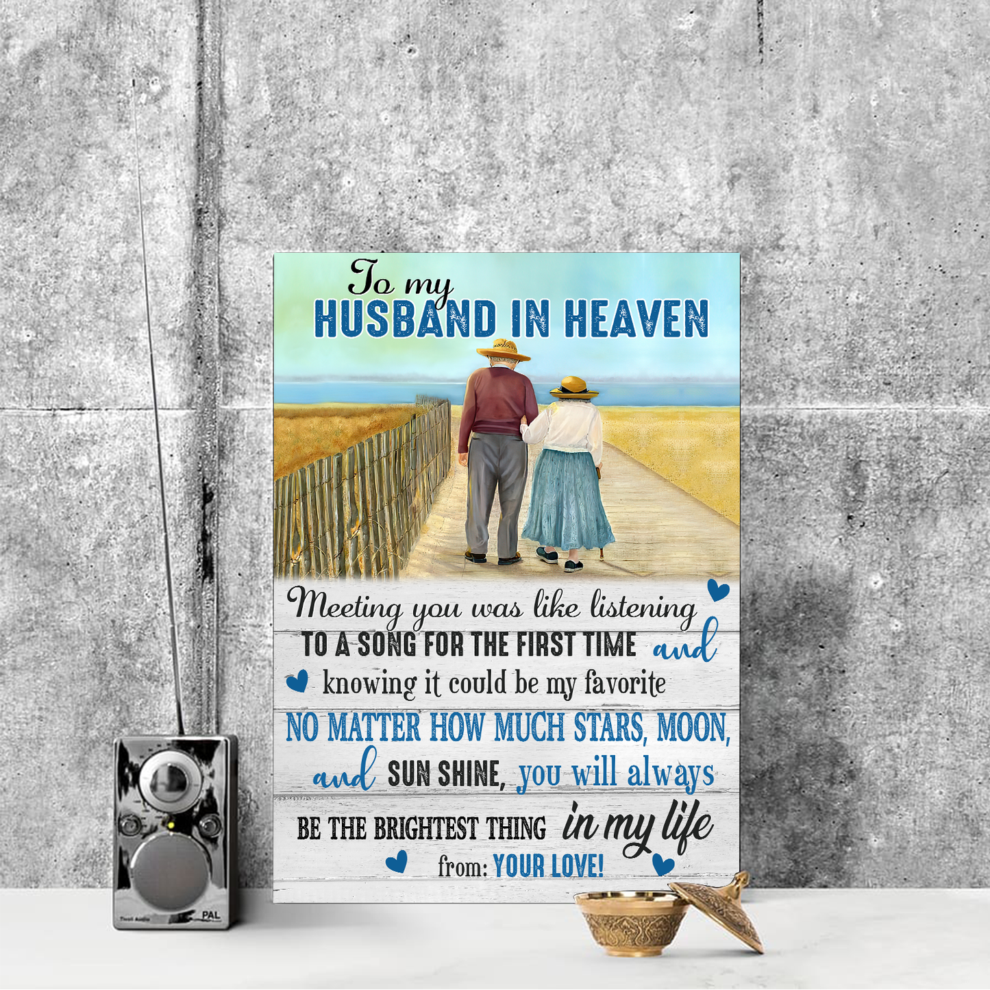 To My Husband In Heaven Vertical Canvas Poster Personalized Special Memorial Gift