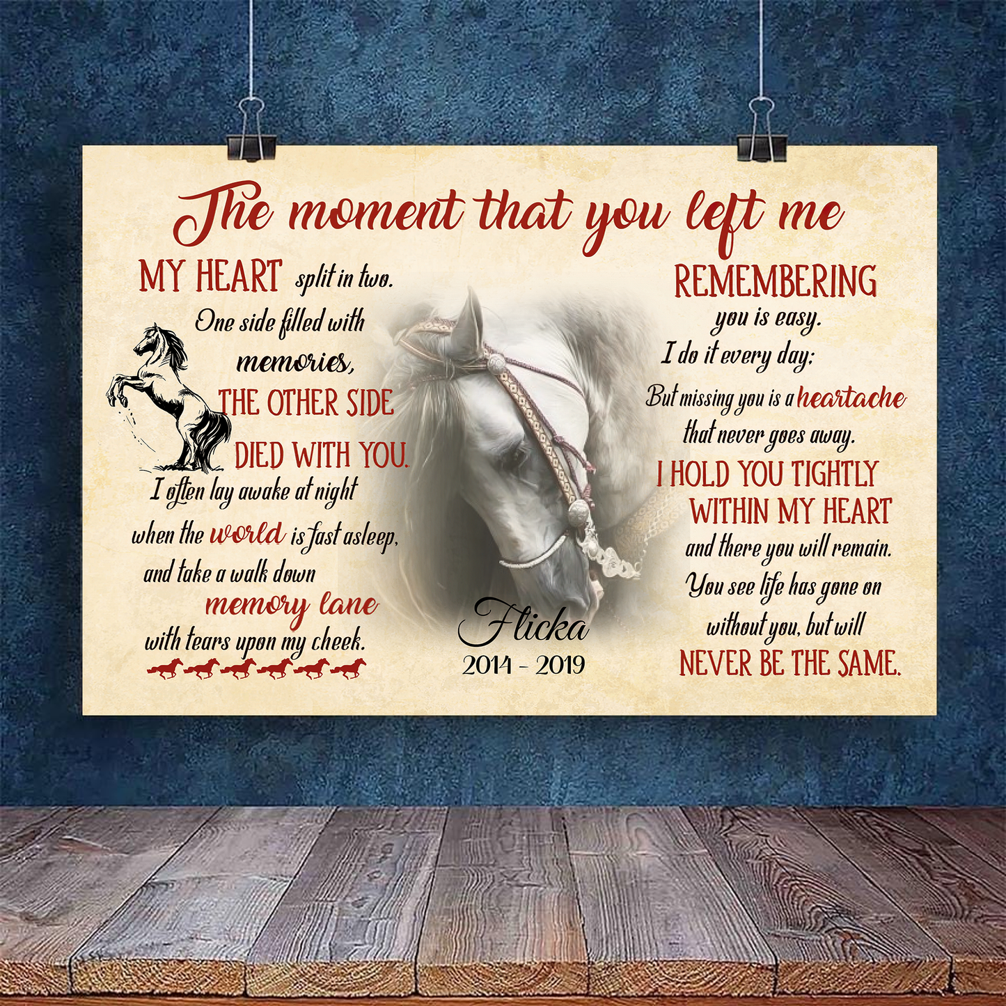 The Moment That You Left Me Horse Pet Picture Frame Canvas Memorial Gifts