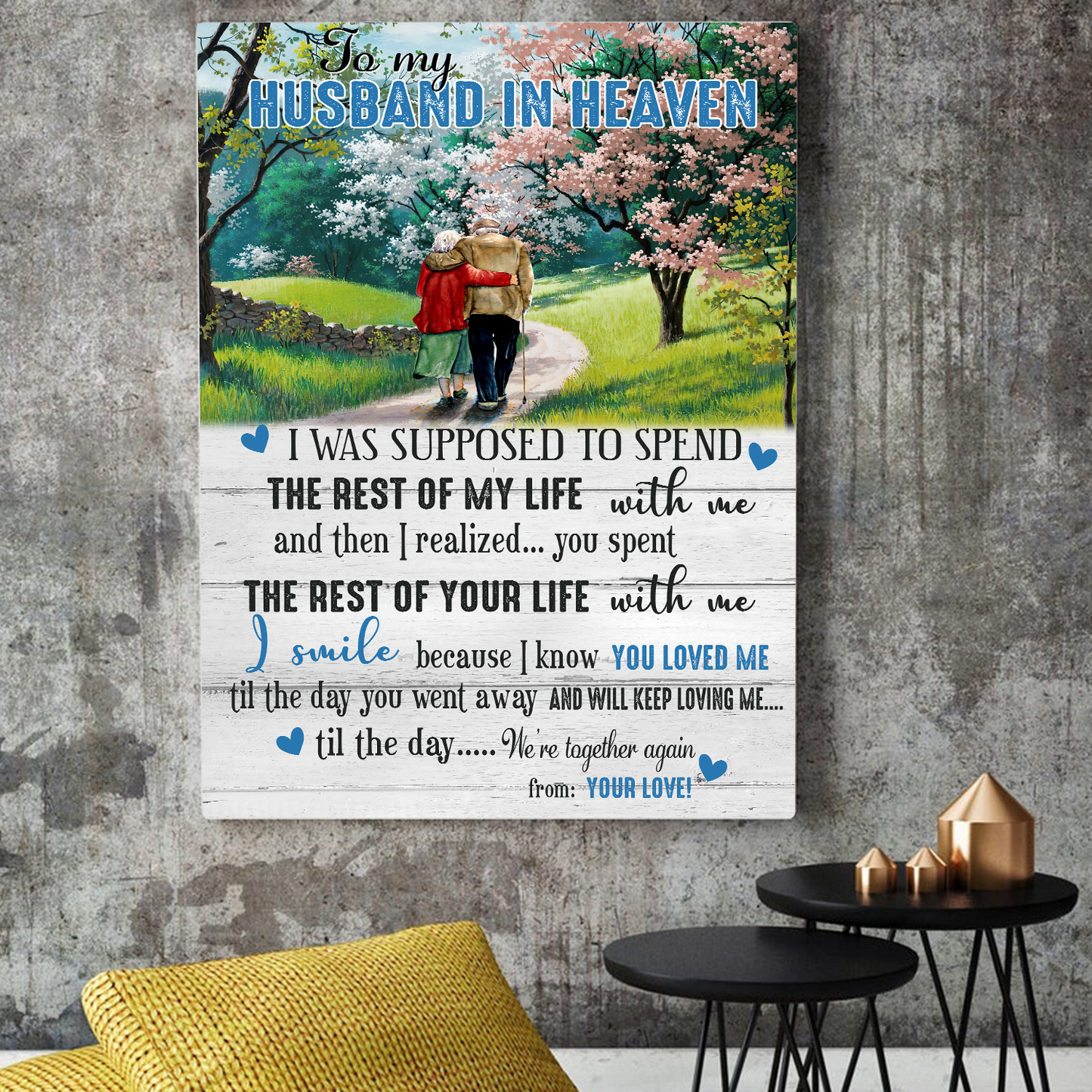 To My Husband In Heaven Vertical Canvas Poster Special Memorial Gift