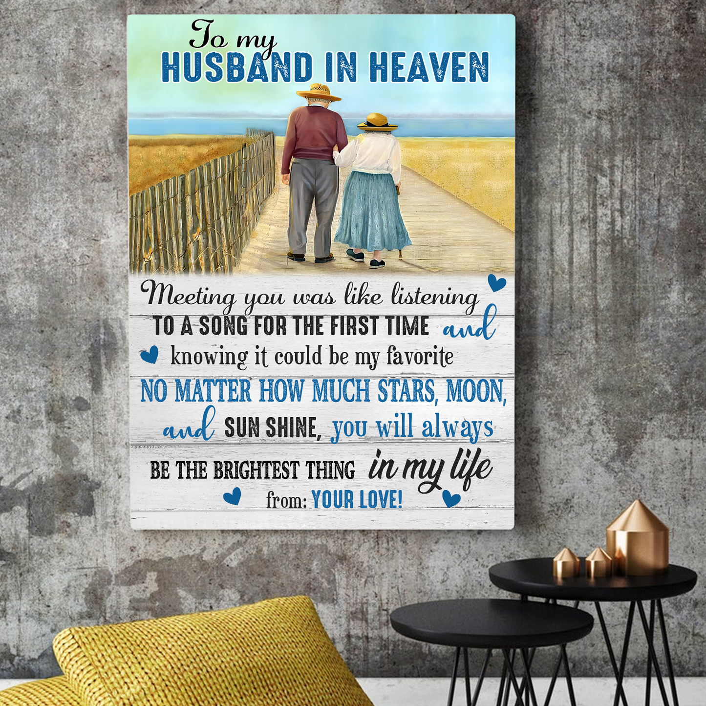 To My Husband In Heaven Vertical Canvas Poster Personalized Special Memorial Gift