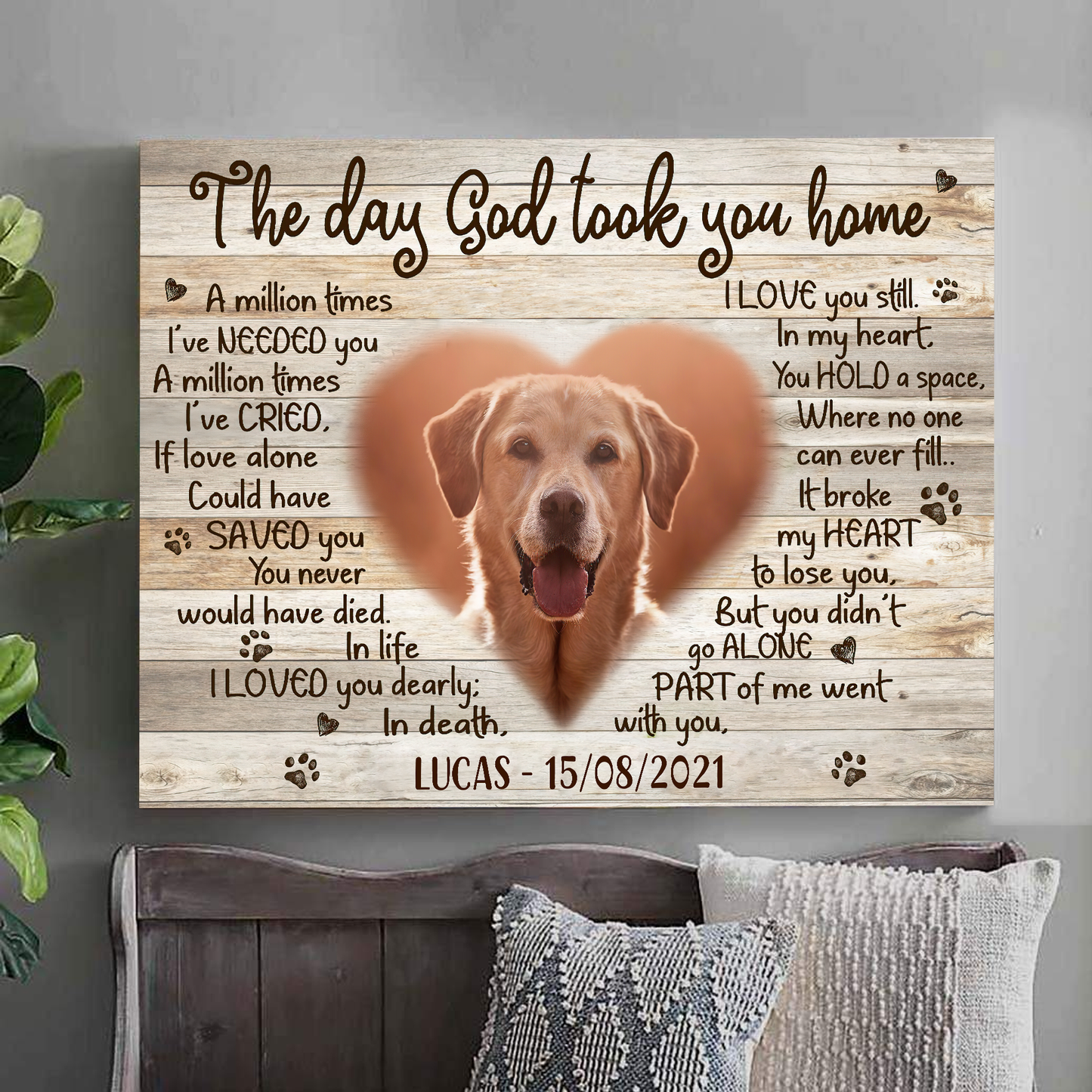 The Day God Took You Home Customized  Canvas Poster, Best Gifts For Dog Lovers