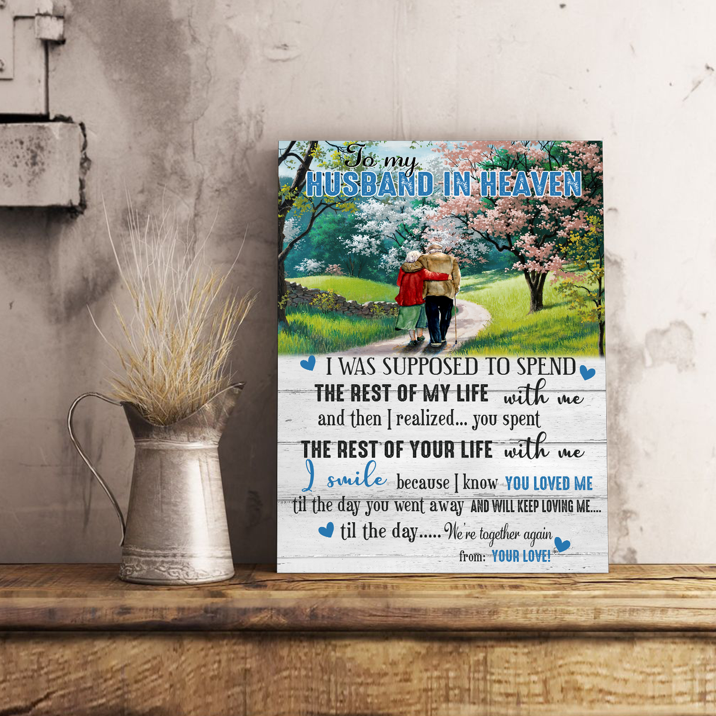 To My Husband In Heaven Vertical Canvas Poster Special Memorial Gift