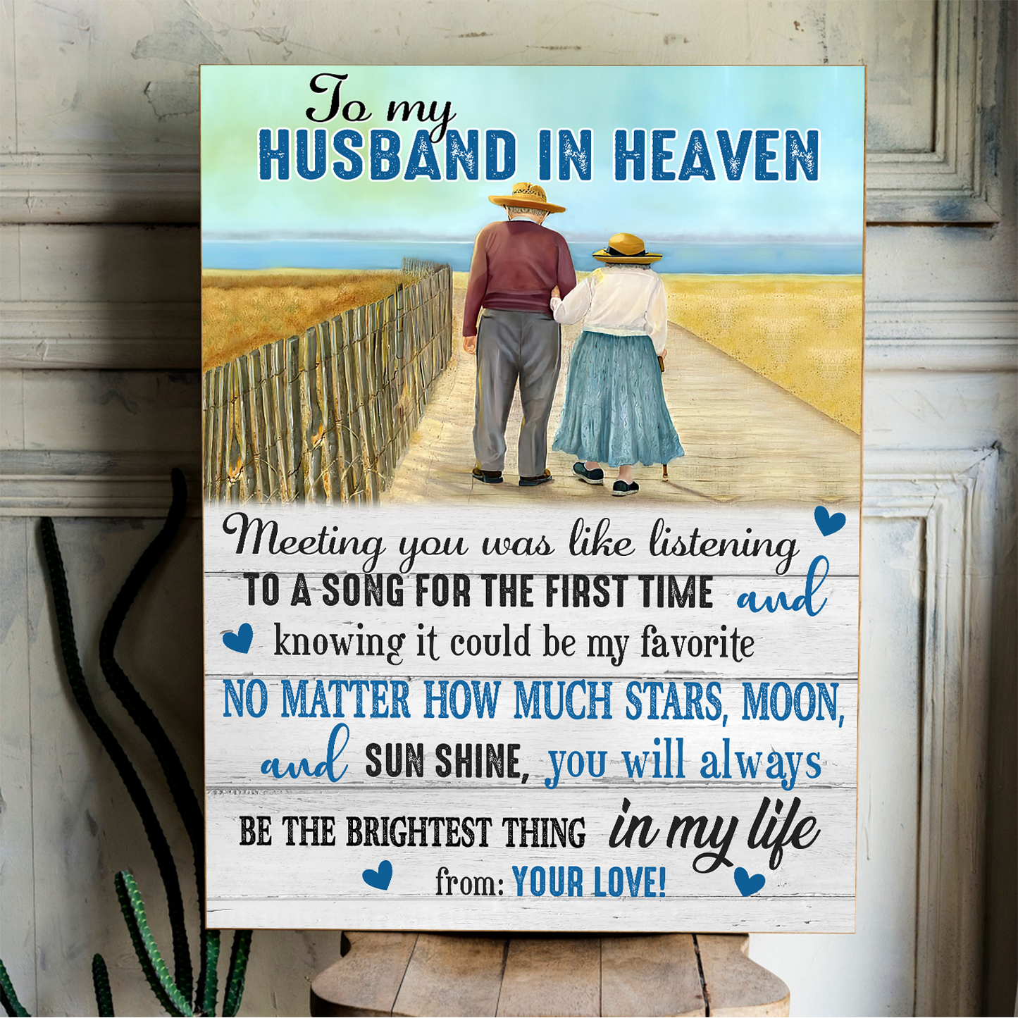 To My Husband In Heaven Vertical Canvas Poster Personalized Special Memorial Gift