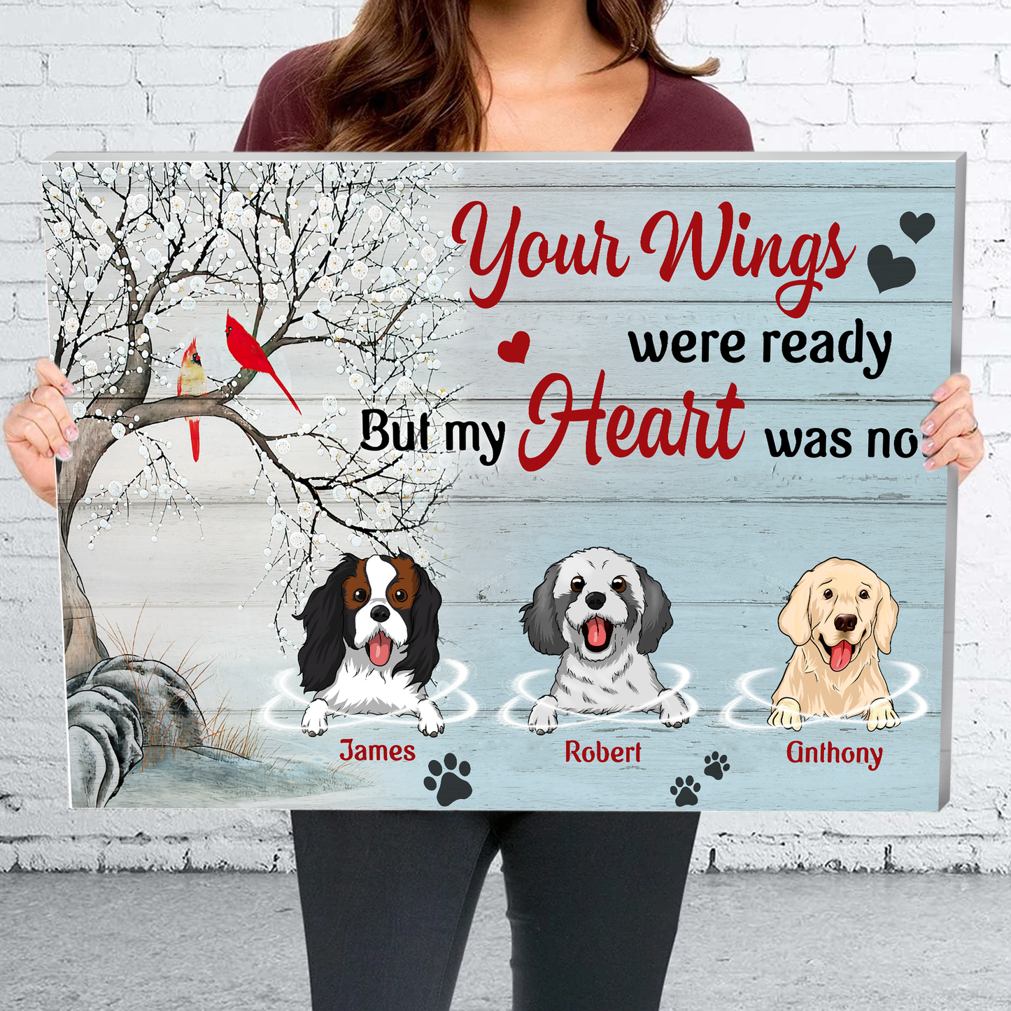 Your Wings Were Ready But My Heart Was Not Customized Dog Canvas Poster Memorial Gifts