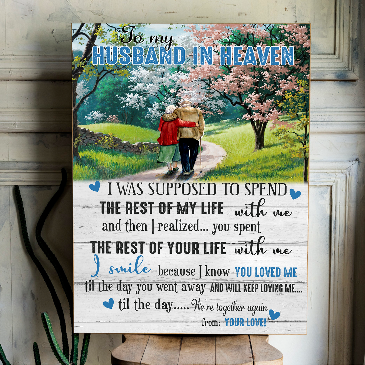 To My Husband In Heaven Vertical Canvas Poster Special Memorial Gift