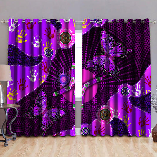 Aboriginal Naidoc Week 2021 Purple Butterflies Curtain