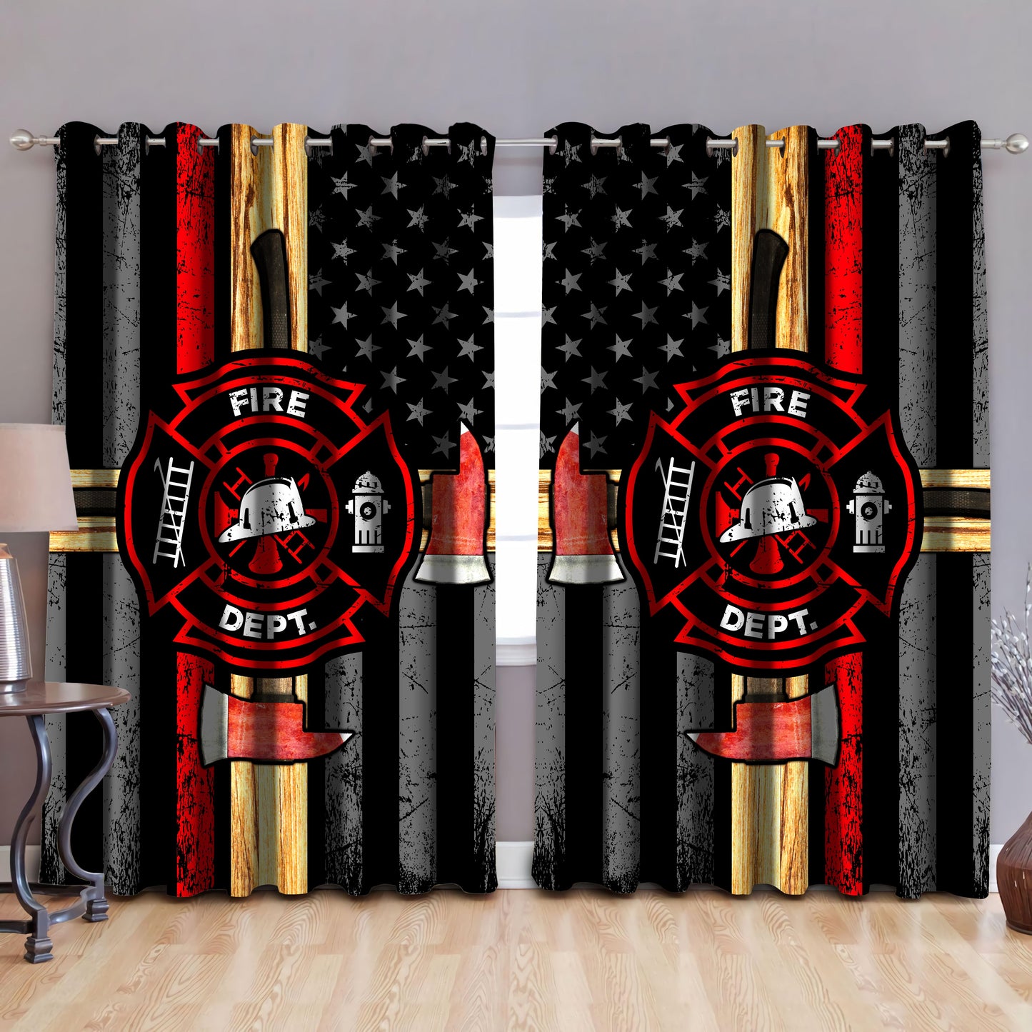 Firefighter Pride Window Curtains