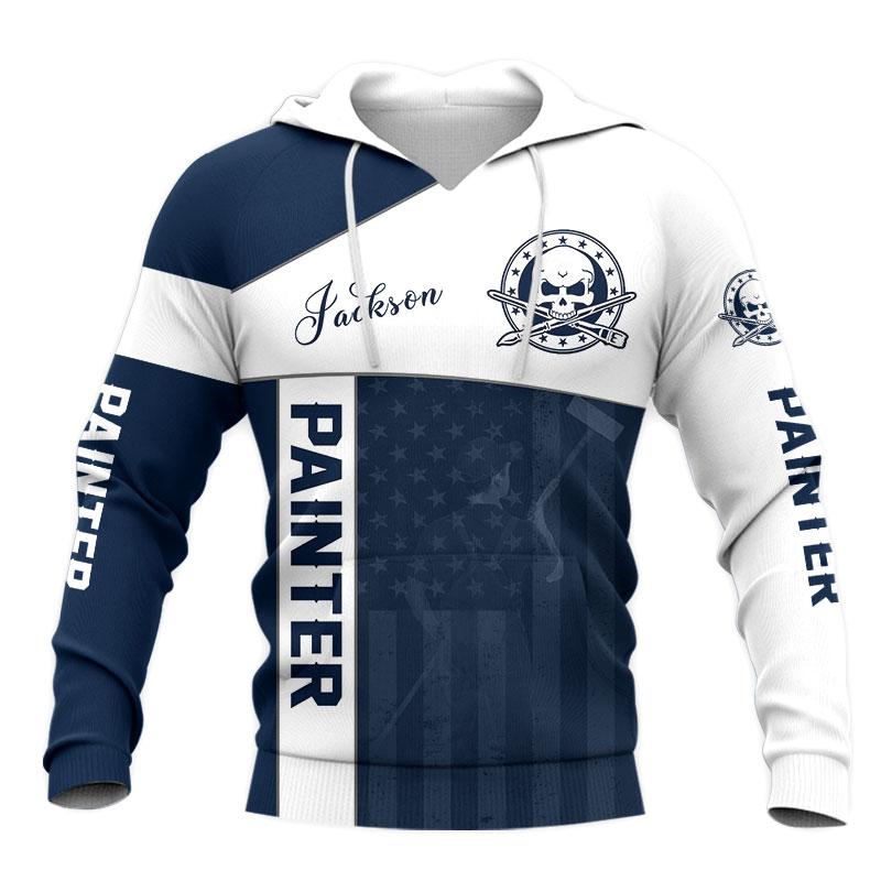 Tmarc Tee Personalized Name American Painter 3D All Over Printed Unisex Shirts Blue