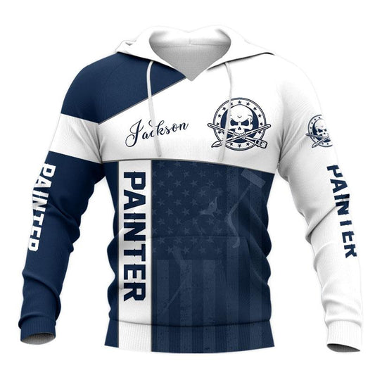 Tmarc Tee Personalized Name American Painter 3D All Over Printed Unisex Shirts Blue