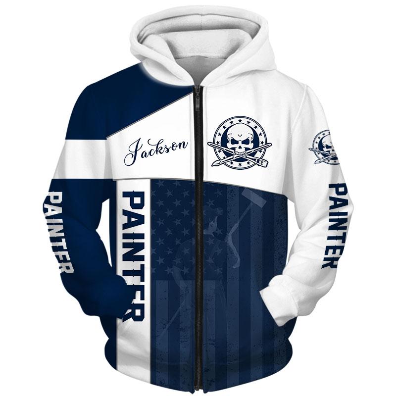 Tmarc Tee Personalized Name American Painter 3D All Over Printed Unisex Shirts Blue