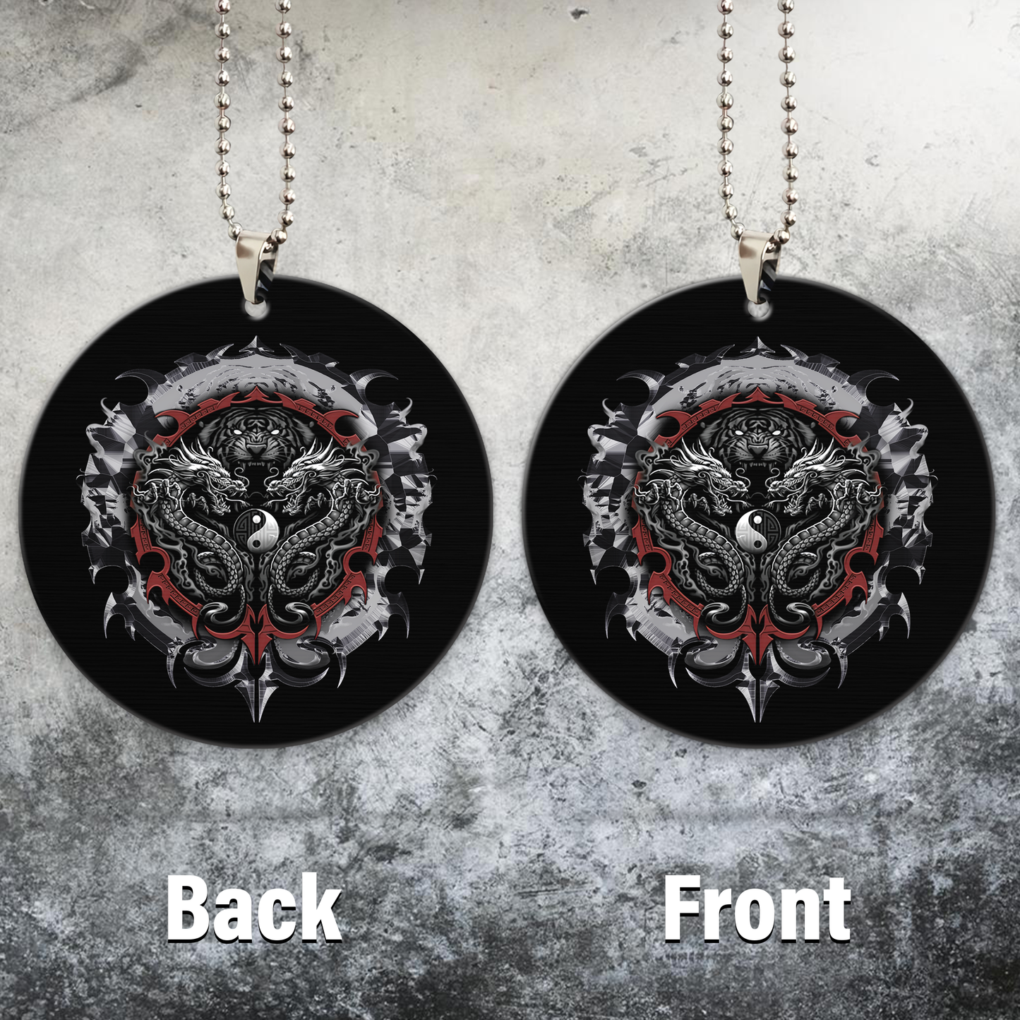 Yin And Yang Dragon Tiger Unique Design Car Hanging Ornament
