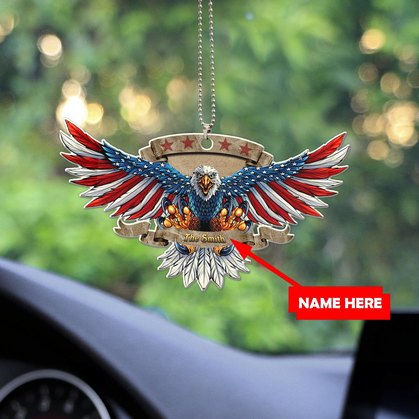 American No8 Personalized Unique Design Car Hanging Ornament