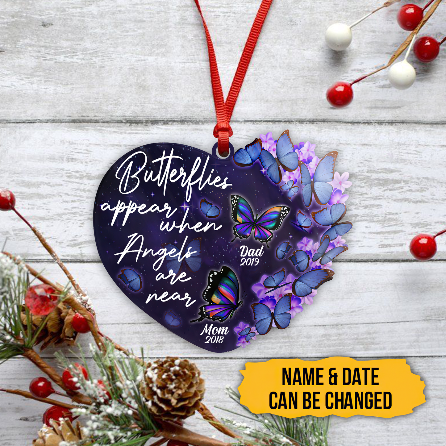 Butterflies Appear When Angles Are Near 3D Printed Hanging Ornament SN24092104