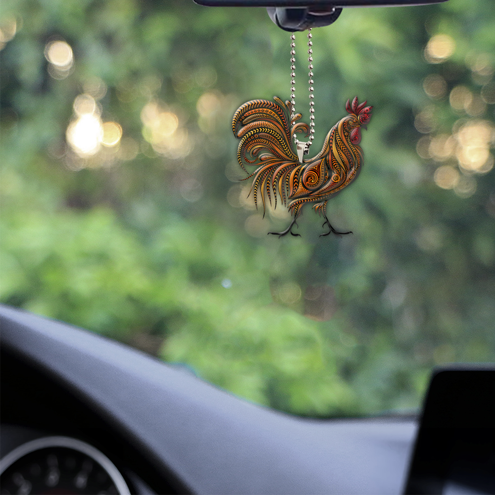 Tribal Rooster Unique Design Car Hanging Ornament