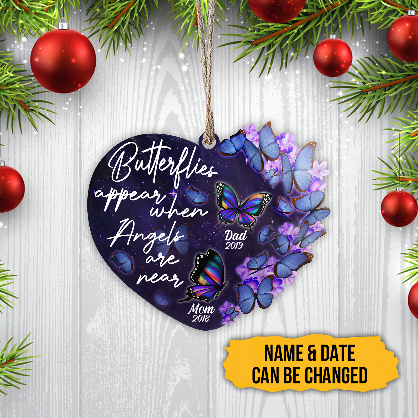 Butterflies Appear When Angles Are Near 3D Printed Hanging Ornament SN24092104