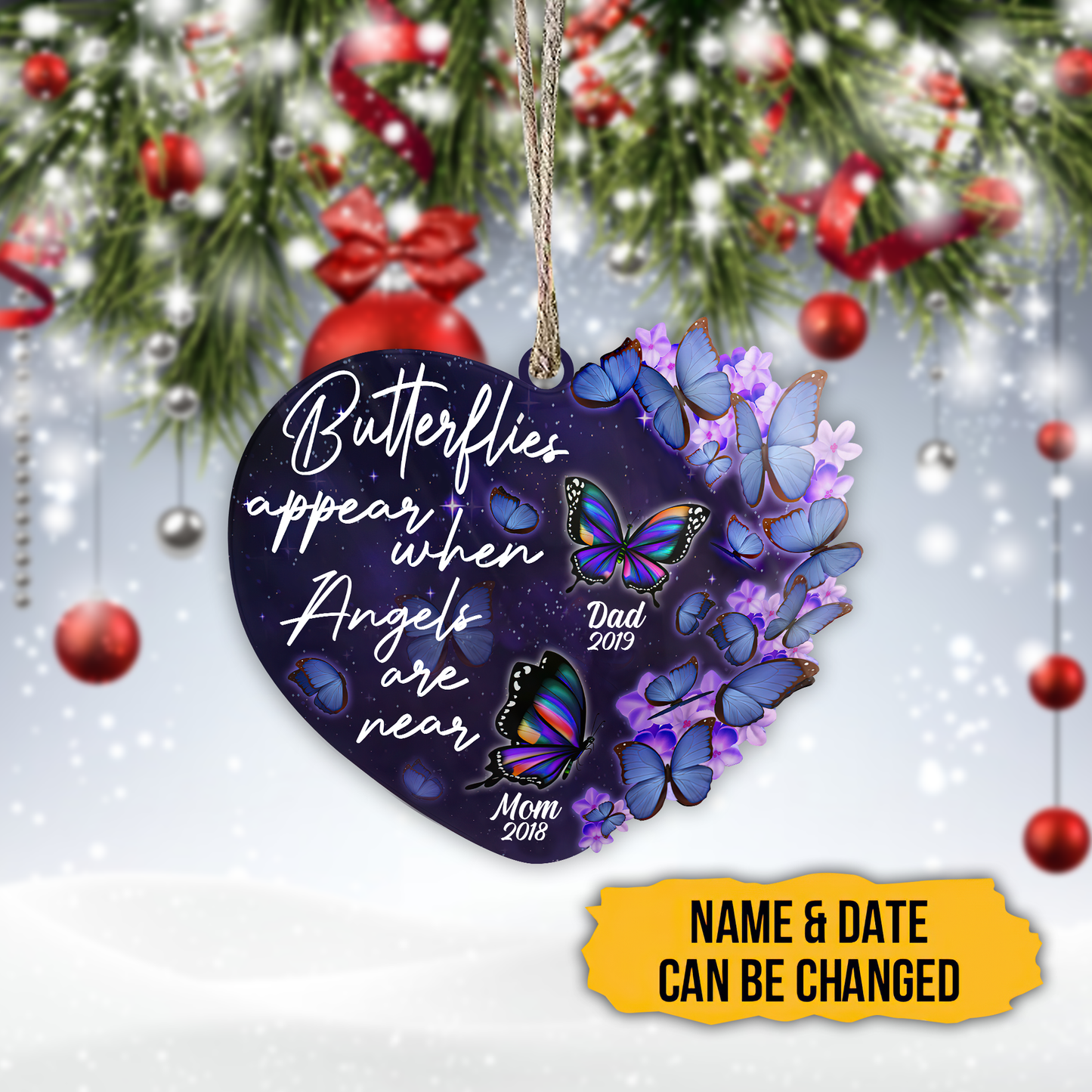 Butterflies Appear When Angles Are Near 3D Printed Hanging Ornament SN24092104