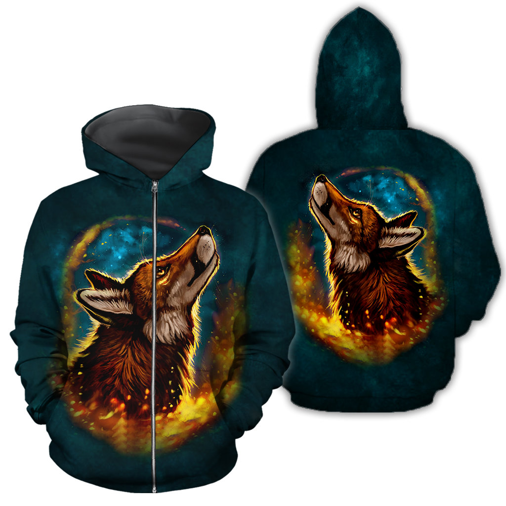 Wolf 3D All Over Printed Unisex Deluxe Hoodie ML