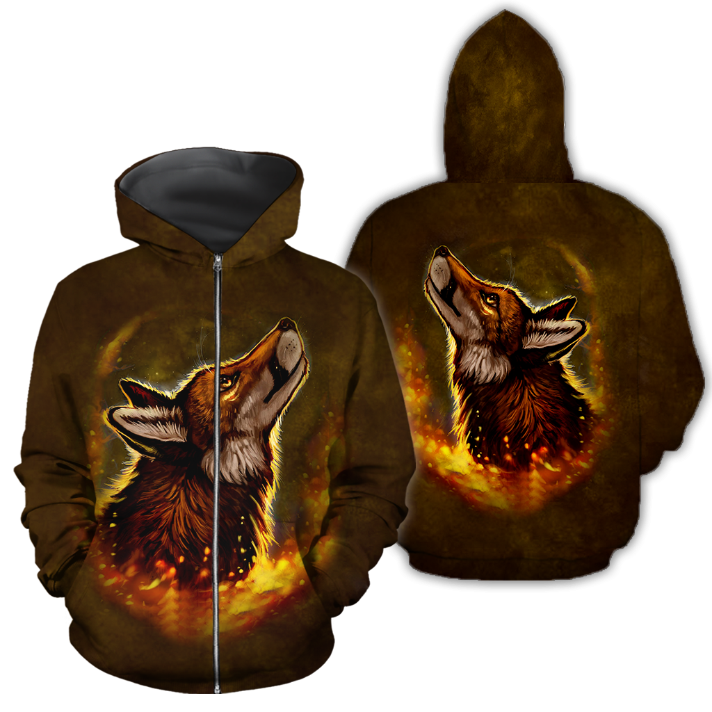 Wolf 3D All Over Printed Unisex Deluxe Hoodie ML