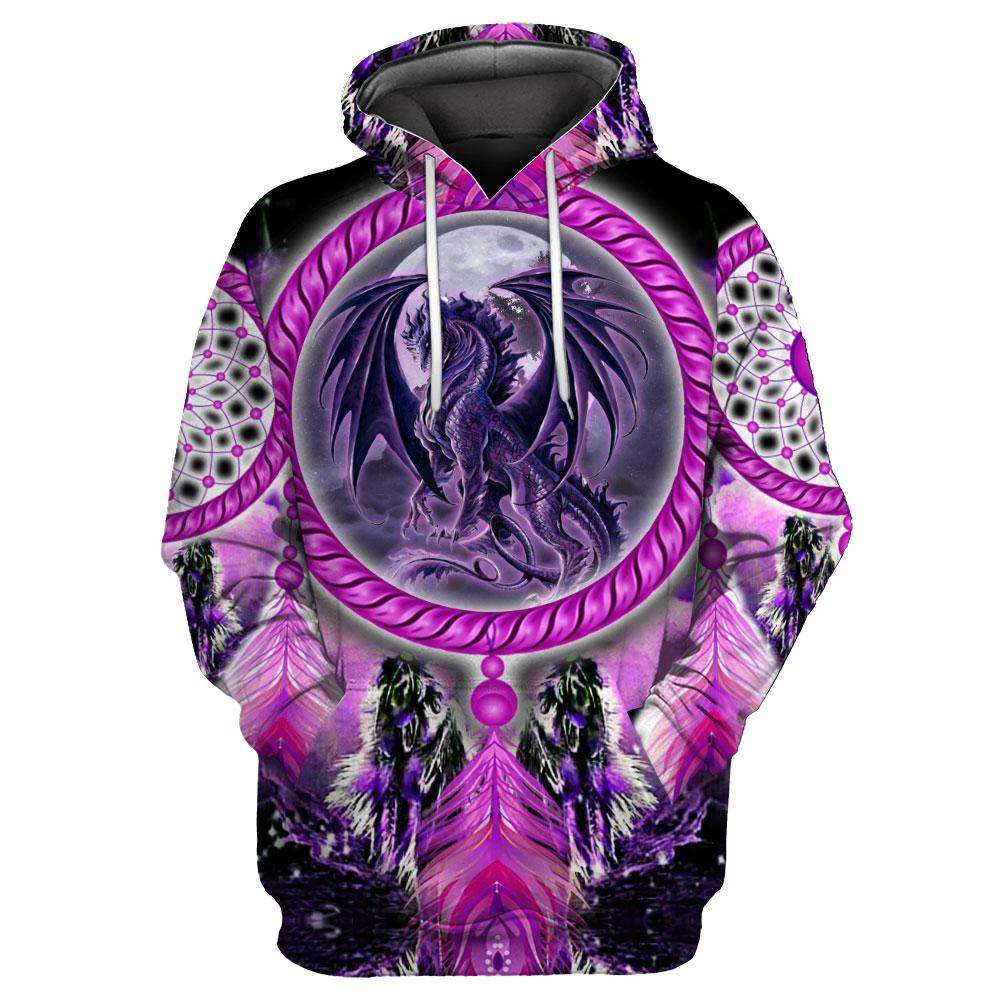 Tmarc Tee Dungeons and Dragons 3D All Over Printed Winter Shirts Purple