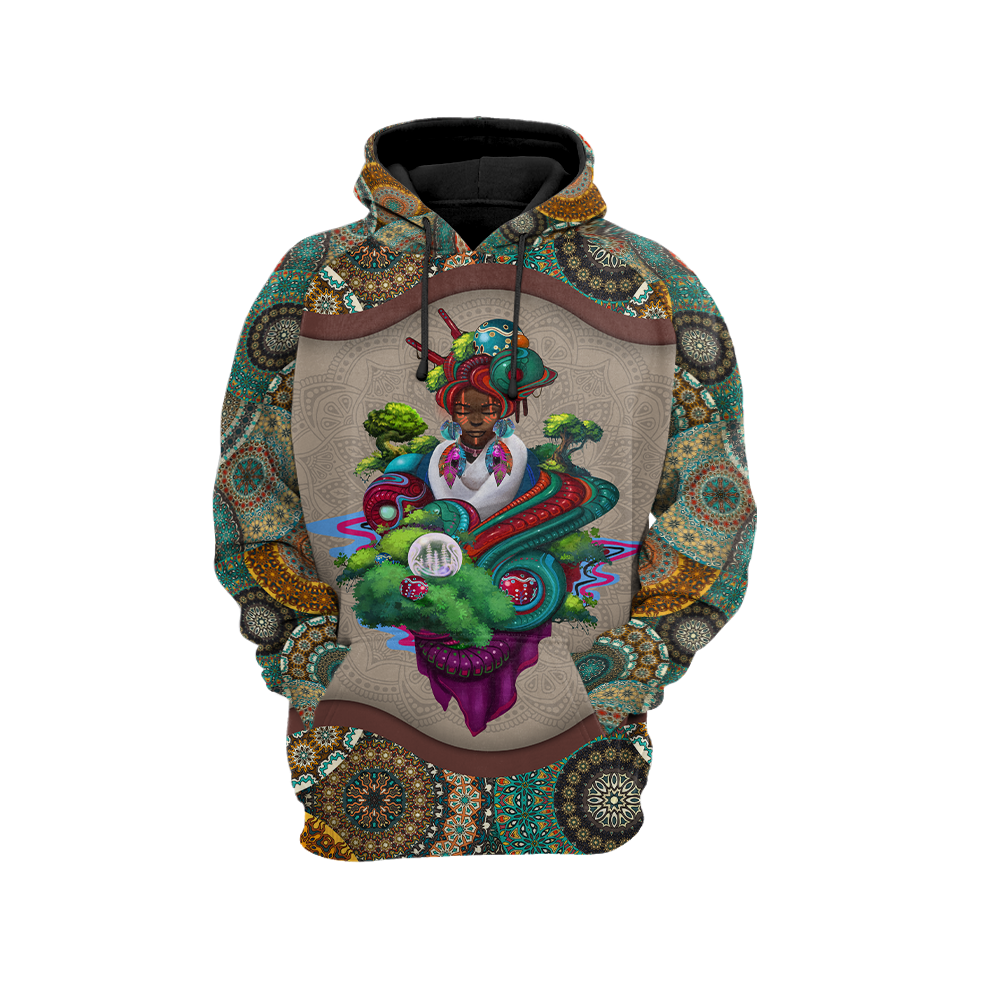 African Girl Pattern Unisex Deluxe Hoodie ML