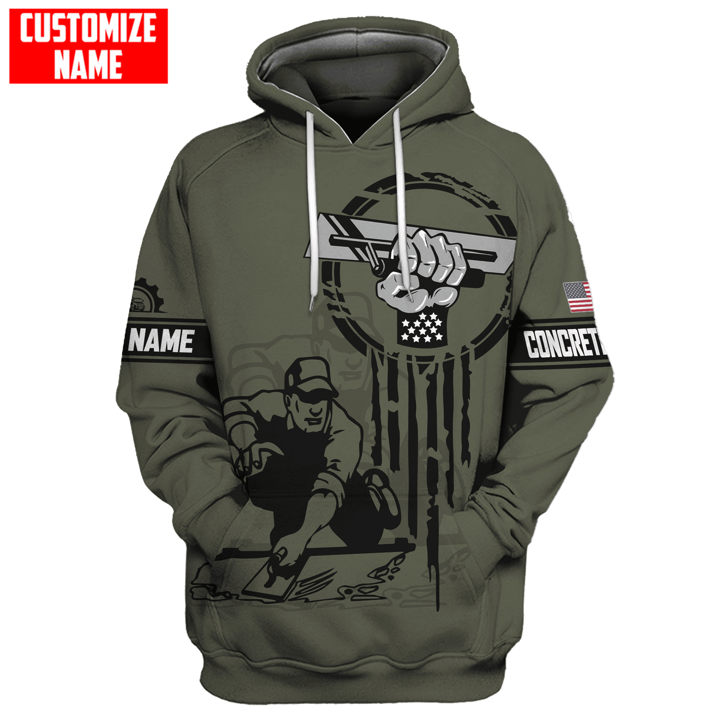 US Concrete Finisher Tool Pride Custom name 3D Printed Shirts