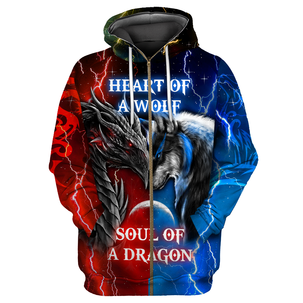 The Power Of Three Souls Dragon Wolf Lion 3D All Over Printed Unisex Shirts