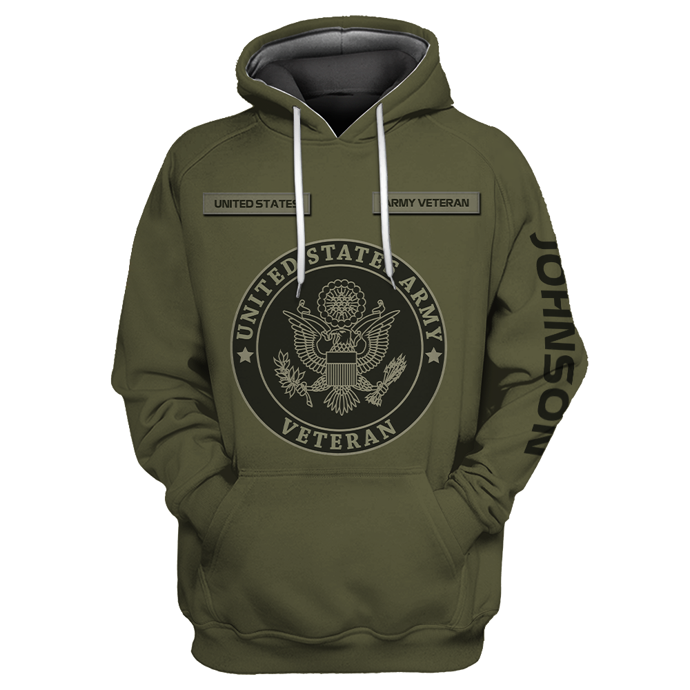 US Veteran Persionalized Name 3D All Over Printed Unisex Hoodie