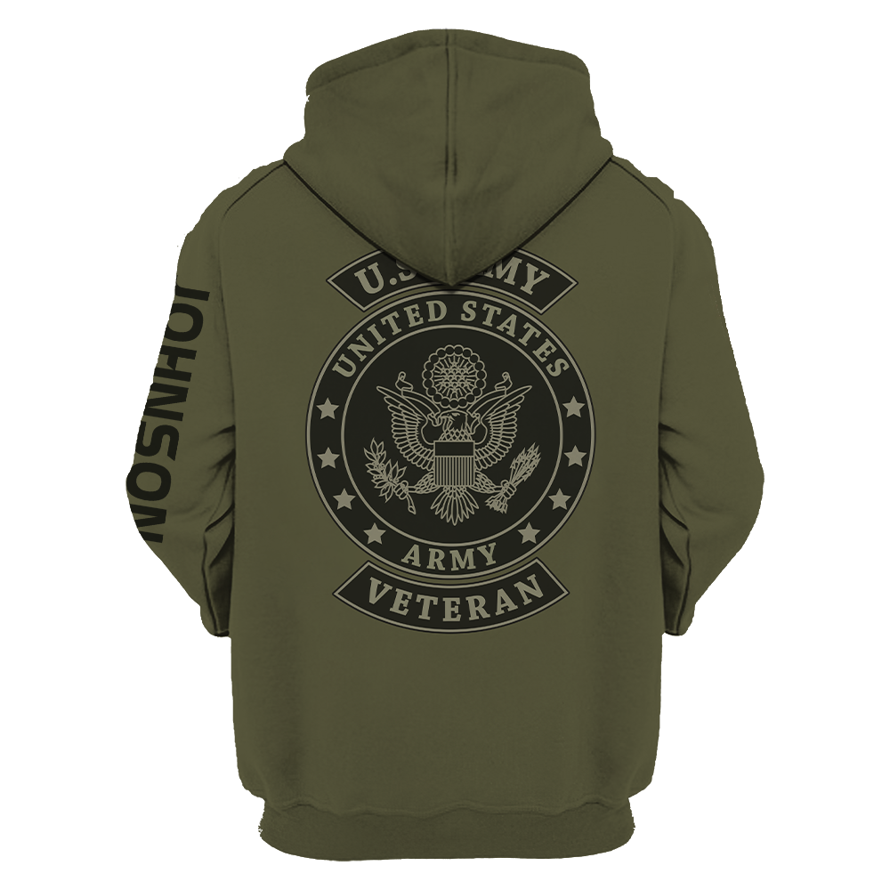 US Veteran Persionalized Name 3D All Over Printed Unisex Hoodie