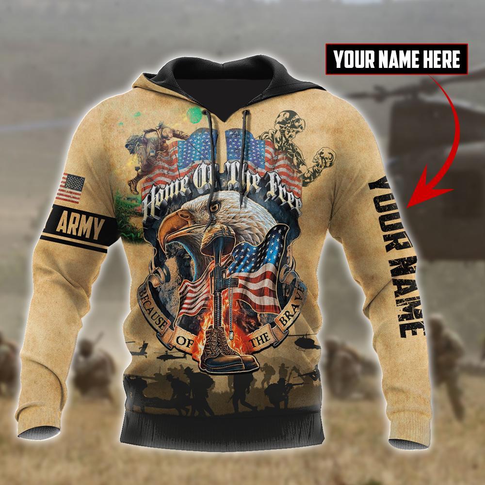 U.S Army veteran Home Free custom name design 3d print shirts Proud Military