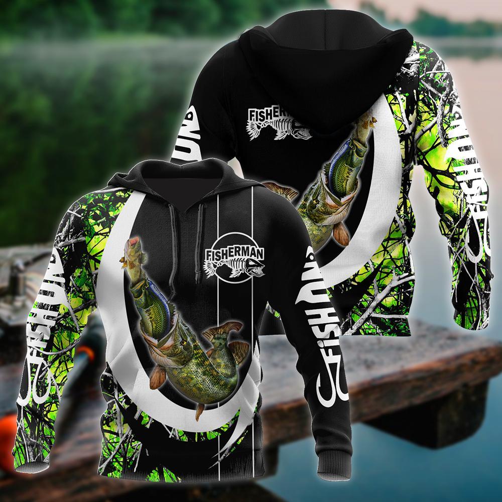 The great fish eats the small Green Camo Hook 3d print shirts