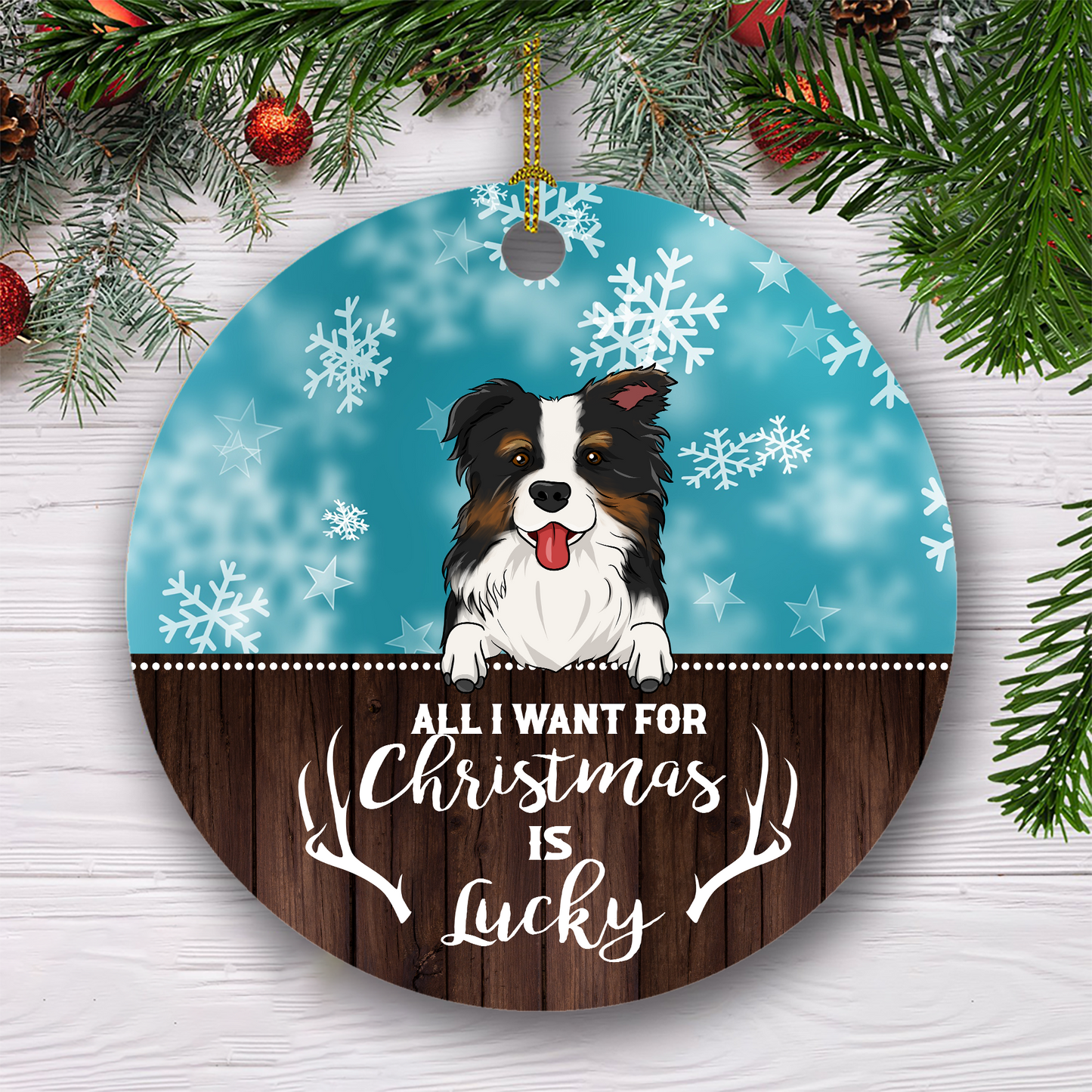 All I Want For Christmas Customized Dog Breeds Circle Ornament, Christmas Gifts For Dog Lovers