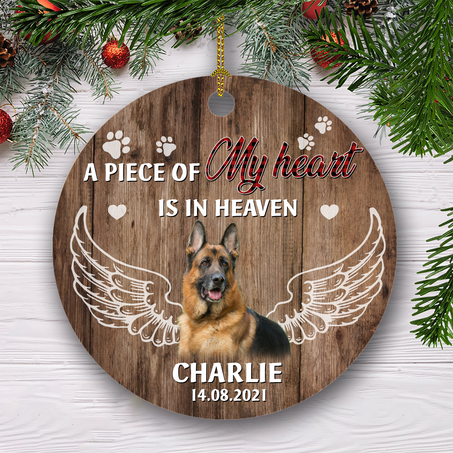 A Peace Of My Heart Is In Heaven Customized Ornament Christmas Gifts Memorial Gift