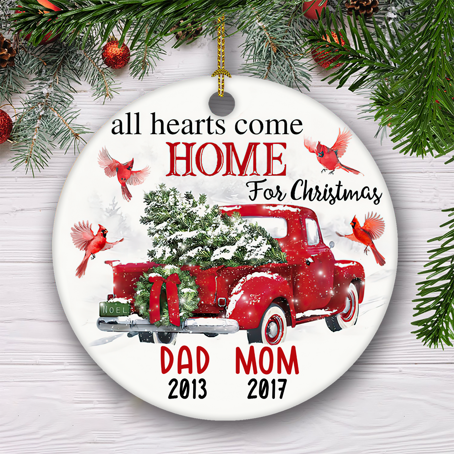 All Hearts Come Home For Christmas Customized Ornament, Christmas Gifts Memorial Gift