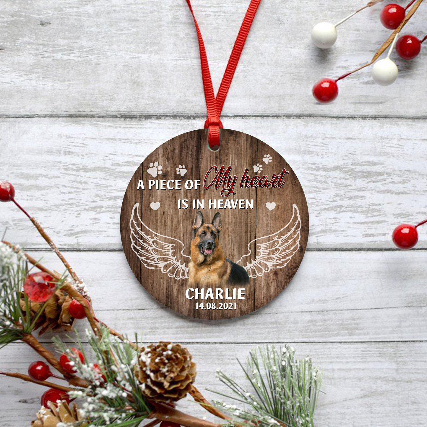 A Peace Of My Heart Is In Heaven Customized Ornament Christmas Gifts Memorial Gift