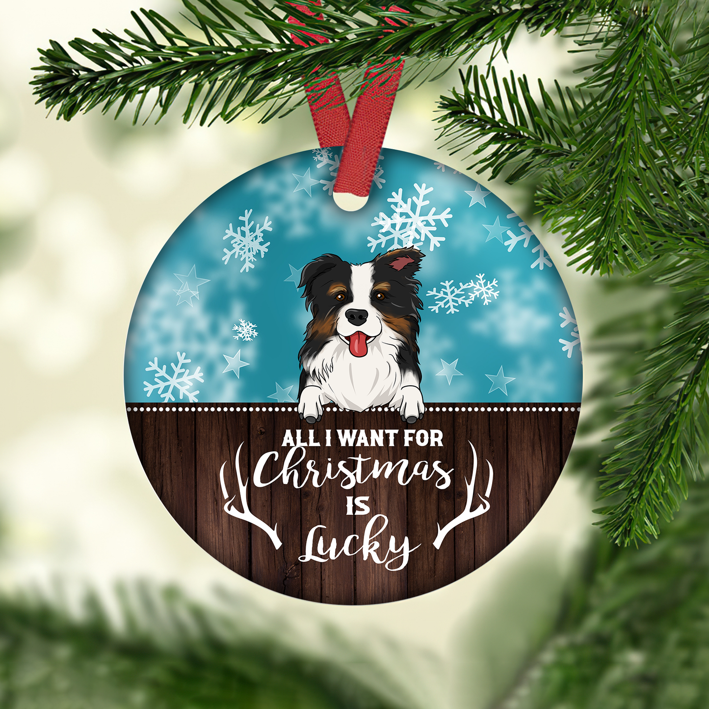 All I Want For Christmas Customized Dog Breeds Circle Ornament, Christmas Gifts For Dog Lovers