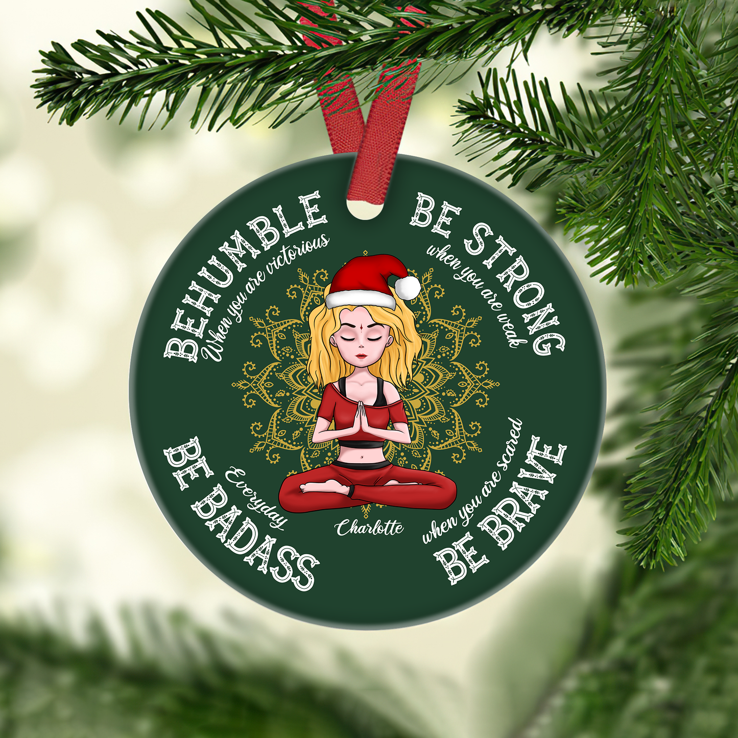 Be Humble Be Badass - Personalized Ceramic Ornament - Christmas Gift For Yoga Lover
