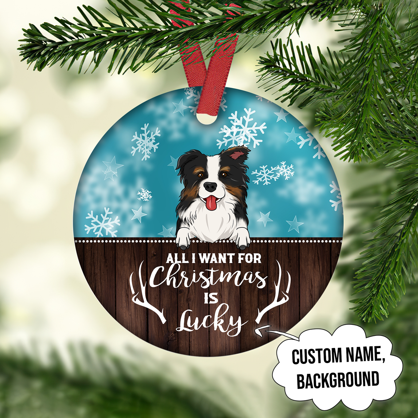 All I Want For Christmas Customized Dog Breeds Circle Ornament, Christmas Gifts For Dog Lovers