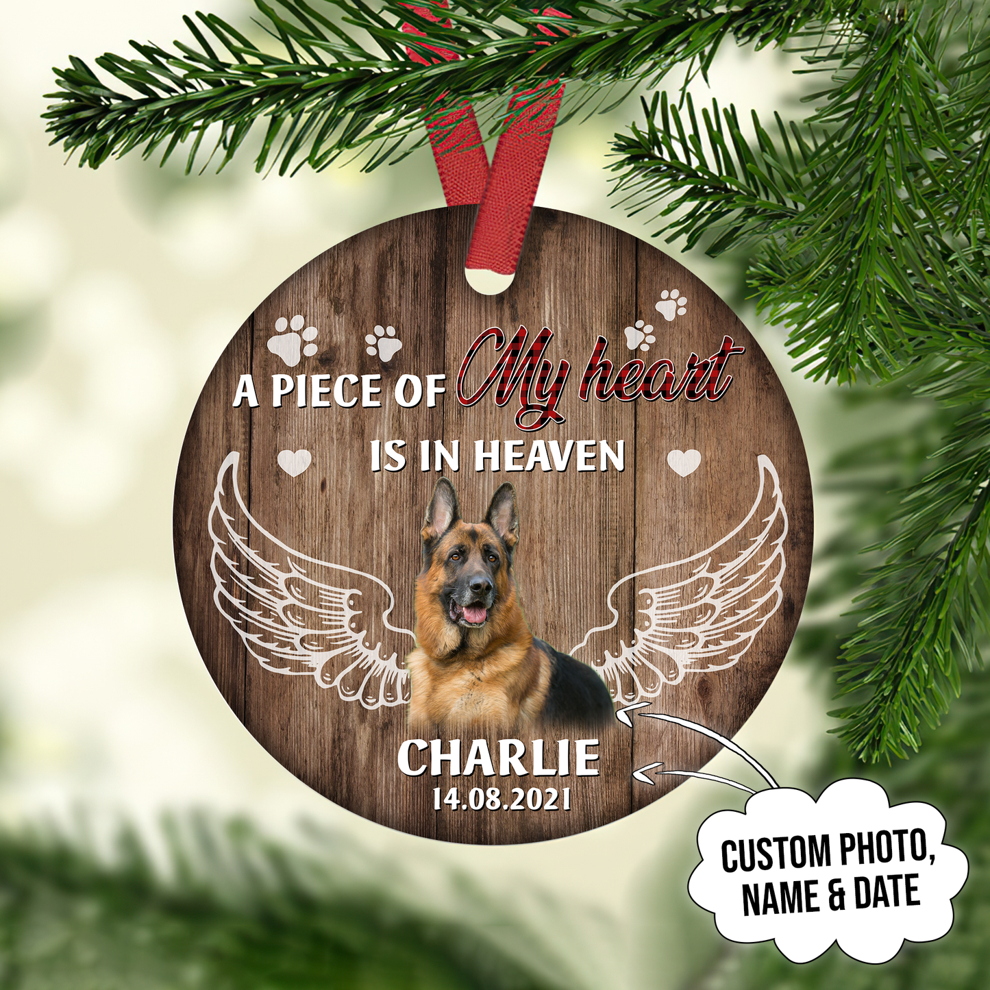 A Peace Of My Heart Is In Heaven Customized Ornament Christmas Gifts Memorial Gift