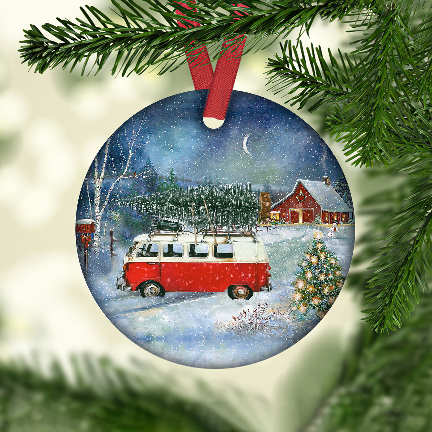 All Hearts Come Home For Christmas Customized Title Red Van Ornament, Christmas Gifts