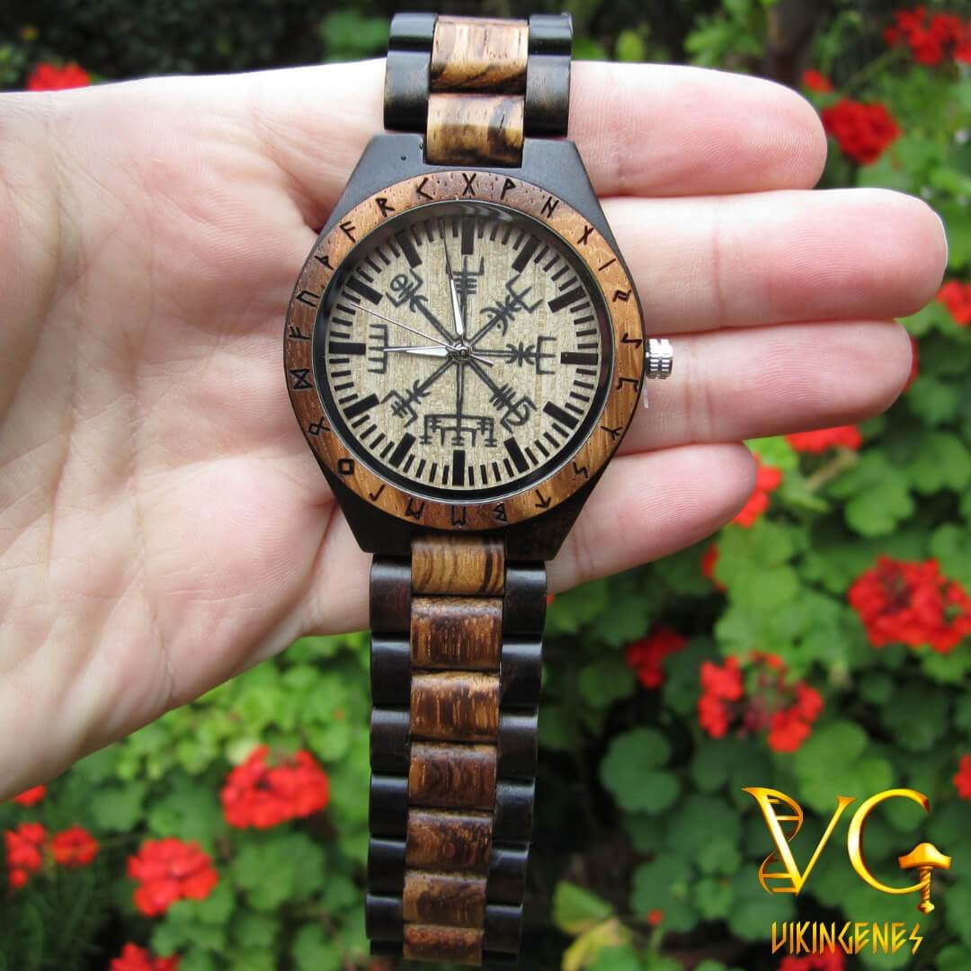 Vegvisir Handmade Engraved Wooden Watch