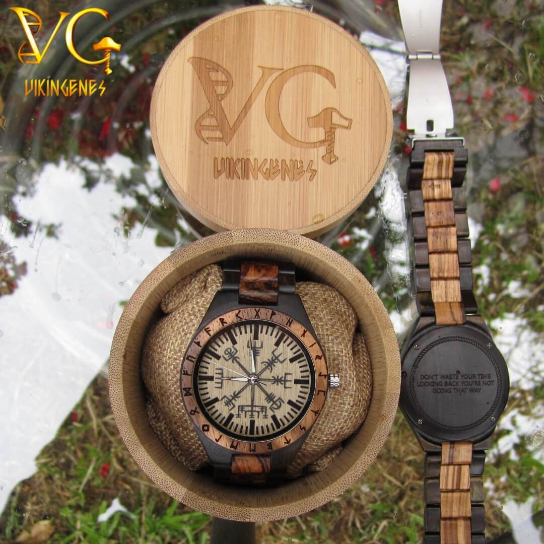 Vegvisir Handmade Engraved Wooden Watch