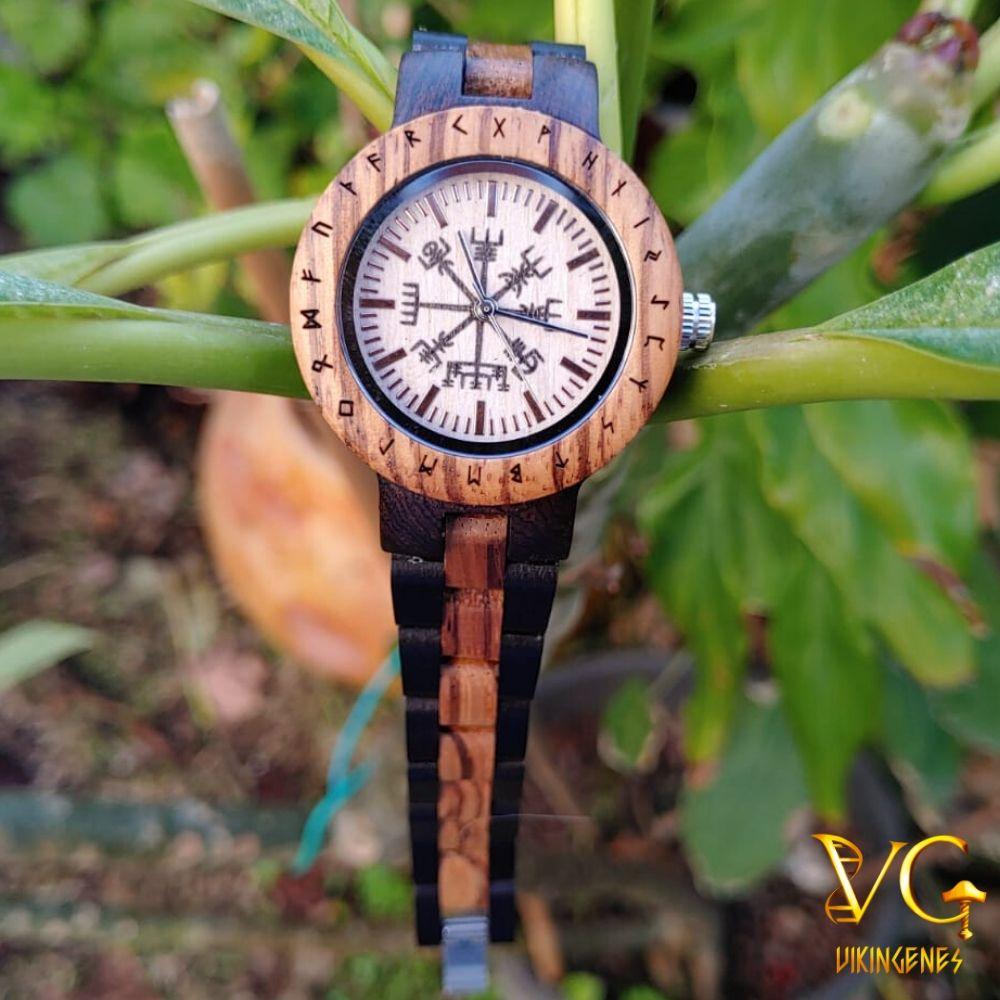 Women Vegvisir Handmade Wooden Watch