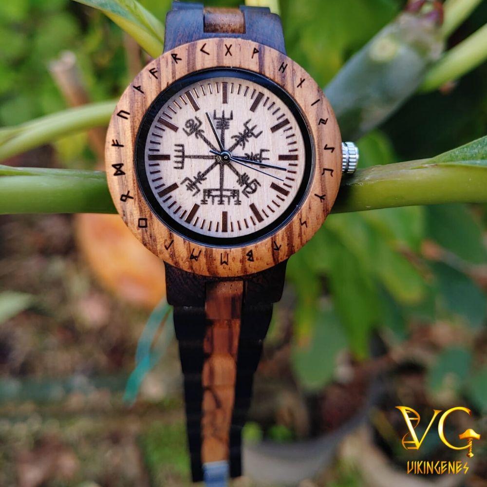 Women Vegvisir Handmade Wooden Watch