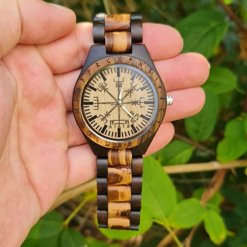 Vegvisir Handmade Engraved Wooden Watch