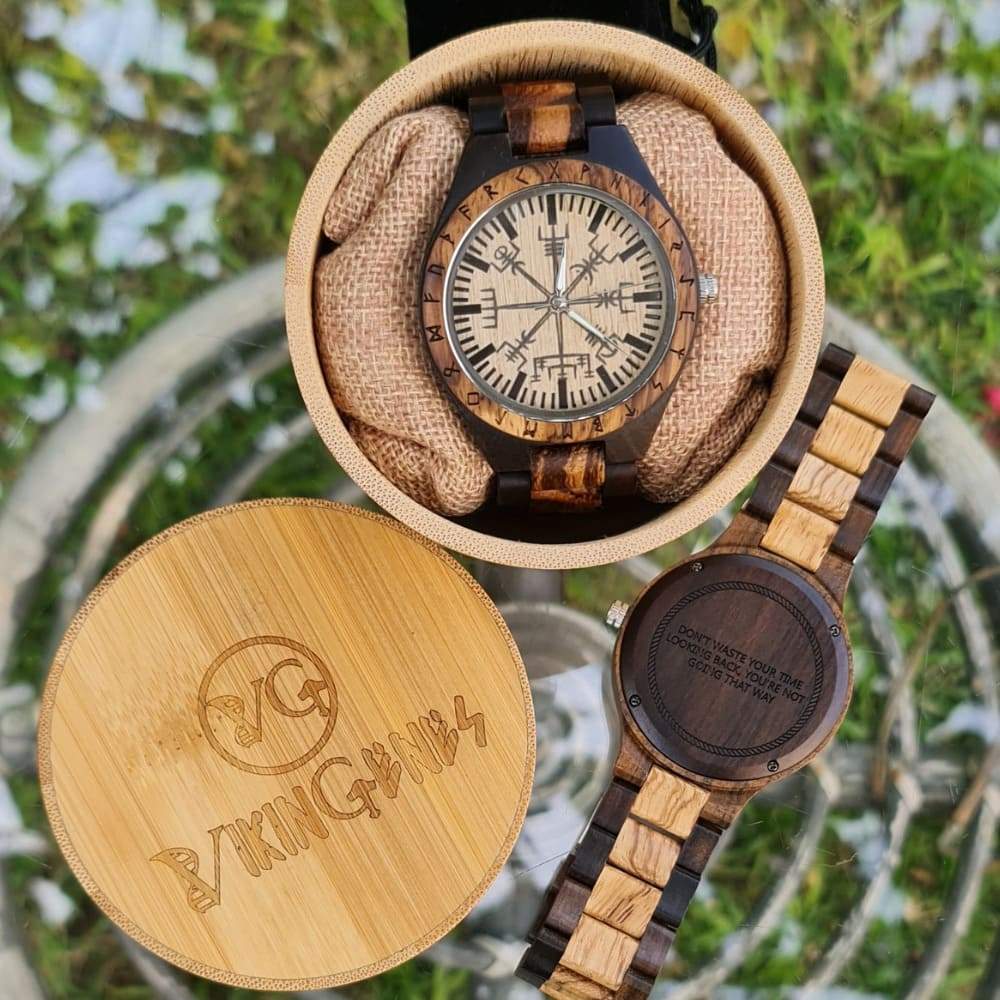 Vegvisir Handmade Engraved Wooden Watch